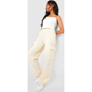 👉 Petite Joggingbroek Met Cargo Zakken En Touwtjes, Stone