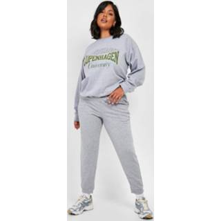 👉 Plus Basic Joggingbroek Met Touwtjes, Grey Marl