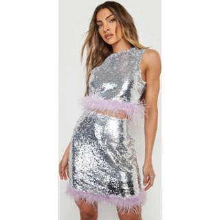 👉 Glitter En Veren Top Met Pailletten, Silver