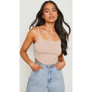 Petite Korset Top Met Langere Achter Zoom, Stone