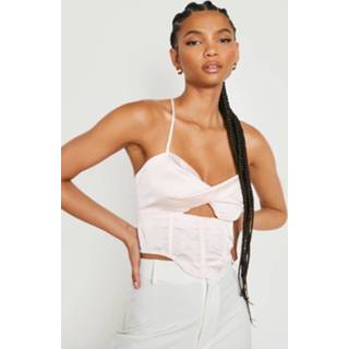 👉 Tall Gedraaide Cut Out Korset Top, Ivory