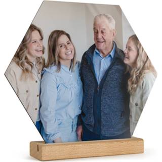 👉 Fototegel houten met houder bedrukken - Hexagon 4251217150767