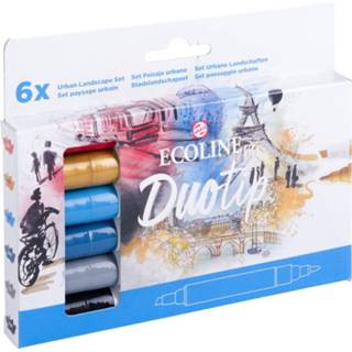 👉 Stuks active ecoline Duotip markers set - 6 urban landscape 8712079470050