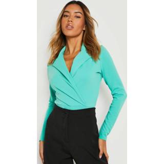 Getailleerde Wikkel One Piece Met Blazer Top, Jade