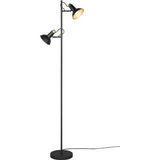 👉 Landelijke vloerlamp zwart goud active Trio international Roxie met 411900232 4017807523058