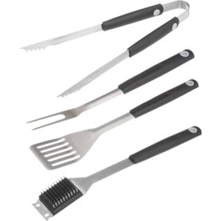 👉 Handvat volwassenen BBQ/barbecue koffer set 4-delig met rubberen handvatten