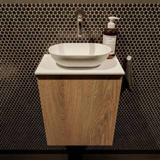 👉 Toiletmeubel witte eiken melamine wit hangend fowy mat enkel midden Mondiaz 40cm washed oak met waskom zonder kraangat 6017315099036