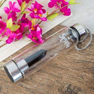 👉 Waterfles glas Spiru Edelsteen Obsidiaan Obelisk - 500 ml 7421128604292