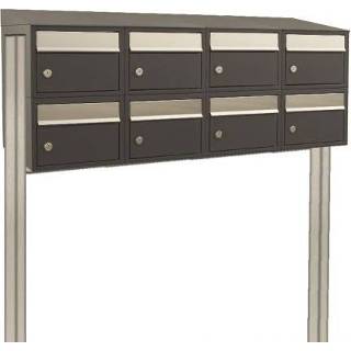 👉 Zwart antraciet gepoedercoat staal Allux Brievenbusunit Brickset met statief 4-breed 2-hoog dak - 8717727169256