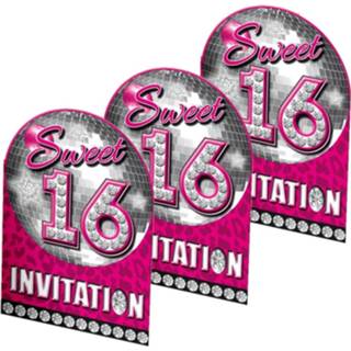 👉 Uitnodigingskaart multi papier Sweet 16 thema party uitnodigingskaarten 40x stuks