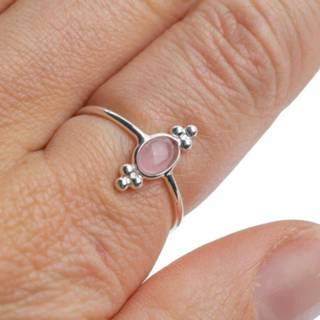 👉 Edelsteen ring 17 zilver rozenkwarts - 925 Fancy (Maat 17) 7421125999391