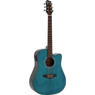 👉 Blauw DIMAVERY STW-90 Western Guitar, crystal blue 4026397681826