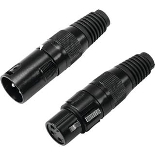 👉 Zwart OMNITRONIC XLR socket/plug set 3pin black housing 5x 4026397616132