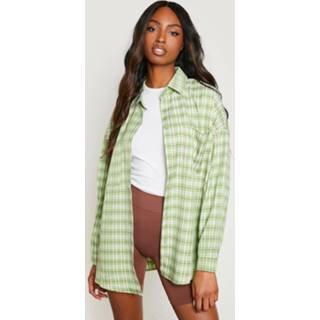 👉 Tall Extreem Oversized Geruite Blouse, Sage