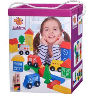 👉 Houten blok active Eichhorn Blokken met Voertuigen, 50dlg. 4051902001622