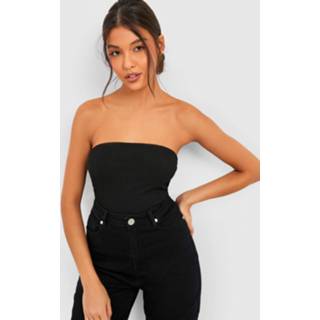 👉 Strakke Bandeau Korset Top, Black