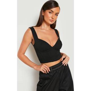 👉 Korset Top Met Naaddetail, Black