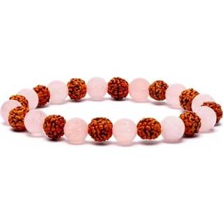 👉 Armband rozenkwarts elastisch Edeksteen Rudraksha/Rozenkwarts - 8718657465135