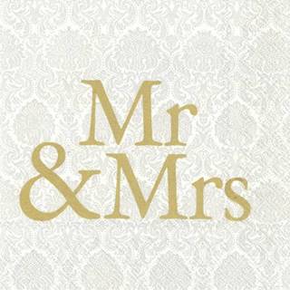 👉 Servet multi papier active wit 20x Gekleurde 3-laags servetten Mr&Mrs 33 x cm