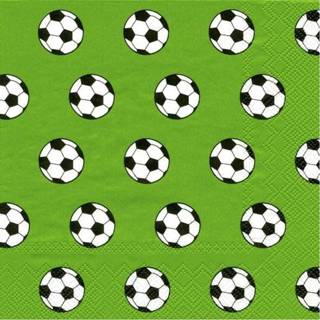 👉 Servet groen papier 20x 3-laags servetten voetbal ballen 33 x cm