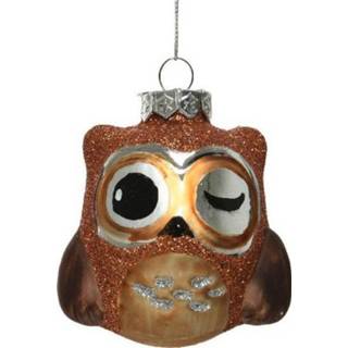 👉 Ornament ui active bruin 1x Kerstboomversiering uil ornamenten middenbruin 7 cm