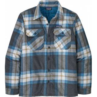 👉 Patagonia - Insulated Organic Cotton MW Fjord Flannel Shirt - Overhemd maat M, forestry /zwart