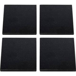 👉 Onderzetter zwart steen 4x Vierkante onderzetters van graniet/steen 10 x cm