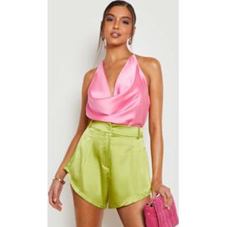👉 Hemd roze Hot Pink Halter Hemdje Met Losse Col,