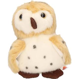 👉 Pluche knuffel Uil vogel bruin/wit 13 cm