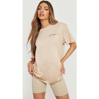 👉 Print T-shirt XL sand Oversized Text T-Shirt,