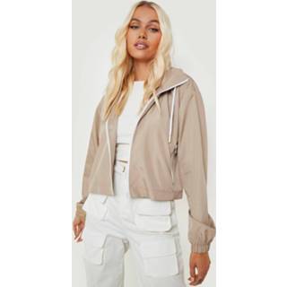 👉 Windbreaker Met Capuchon En Rits, Stone