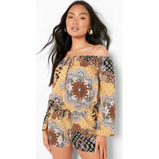 👉 Petite Bardot Paisley Romper, Stone