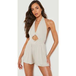 Cut Out Halter Romper, Stone