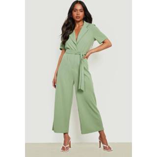 👉 Jumpsuit sage Petite Getailleerd Met Korte Mouwen En Ceintuur,