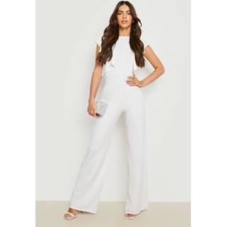 👉 Wide Leg Jumpsuit Met Geplooide Mouwen, Ivory