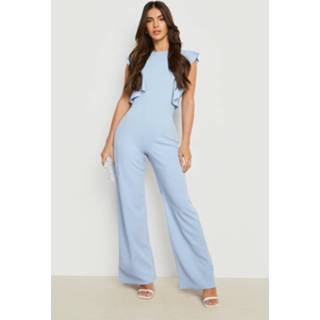 👉 Wide Leg Jumpsuit Met Geplooide Mouwen, Baby Blue