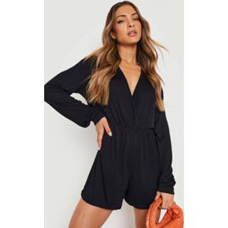 👉 Losse Wikkel Romper Met Lange Mouwen, Black