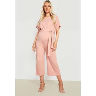 👉 Zwangerschap Culotte Jumpsuit Met Boothals En Ceintuur, Dusky Pink