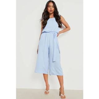 👉 Jumpsuit blauw Sky Blue Petite Geweven Mouwloze Culotte Jumpsuit,