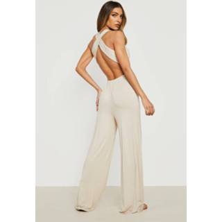 👉 Jumpsuit Met Laag Decolleté En Gekruiste Rug, Stone