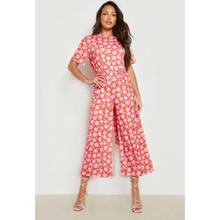 👉 Tall Jersey Bloemen Culotte Jumpsuit, Red