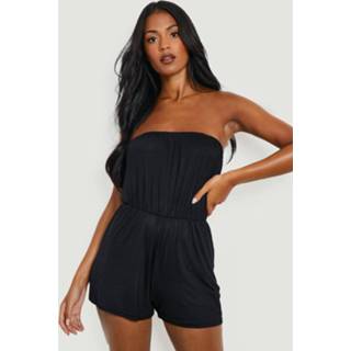 Tall Jersey Bandeau Strand Romper, Black