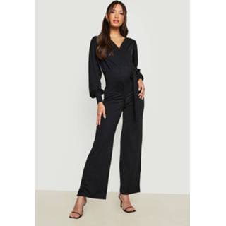 👉 Zwangerschap Wide Leg Wikkel Jumpsuit, Black