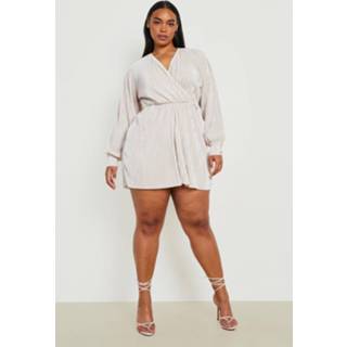 👉 Plus Plisse Wikkel Romper, Stone