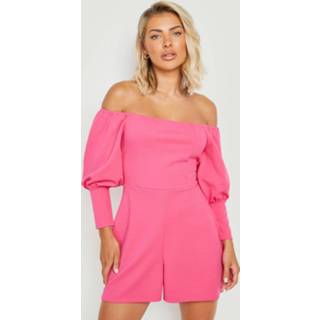 👉 Scuba Romper Met Pofmouwen, Pink