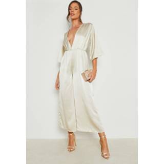 👉 Jumpsuit champagne Satijnen Wikkel Jumpsuit,