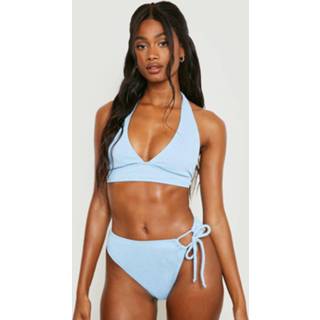 👉 Gekreukelde Apex Bikini Top Met Laag Decolleté, Cornflower Blue