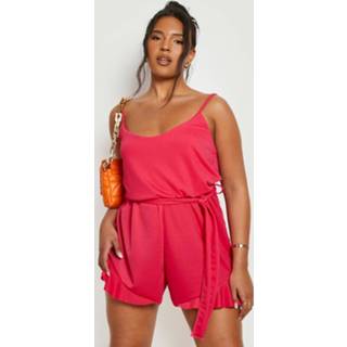 👉 Rompertje roze Bright Pink Plus Romper Met Geplooide Zoom,