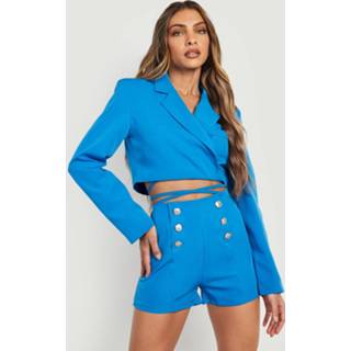 👉 Korte Getailleerde Blazer Met Ceintuur, Cobalt