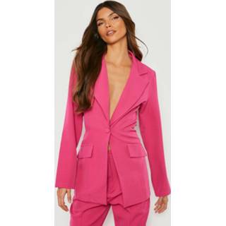 👉 Getailleerde Blazer Met Open Rug, Hot Pink